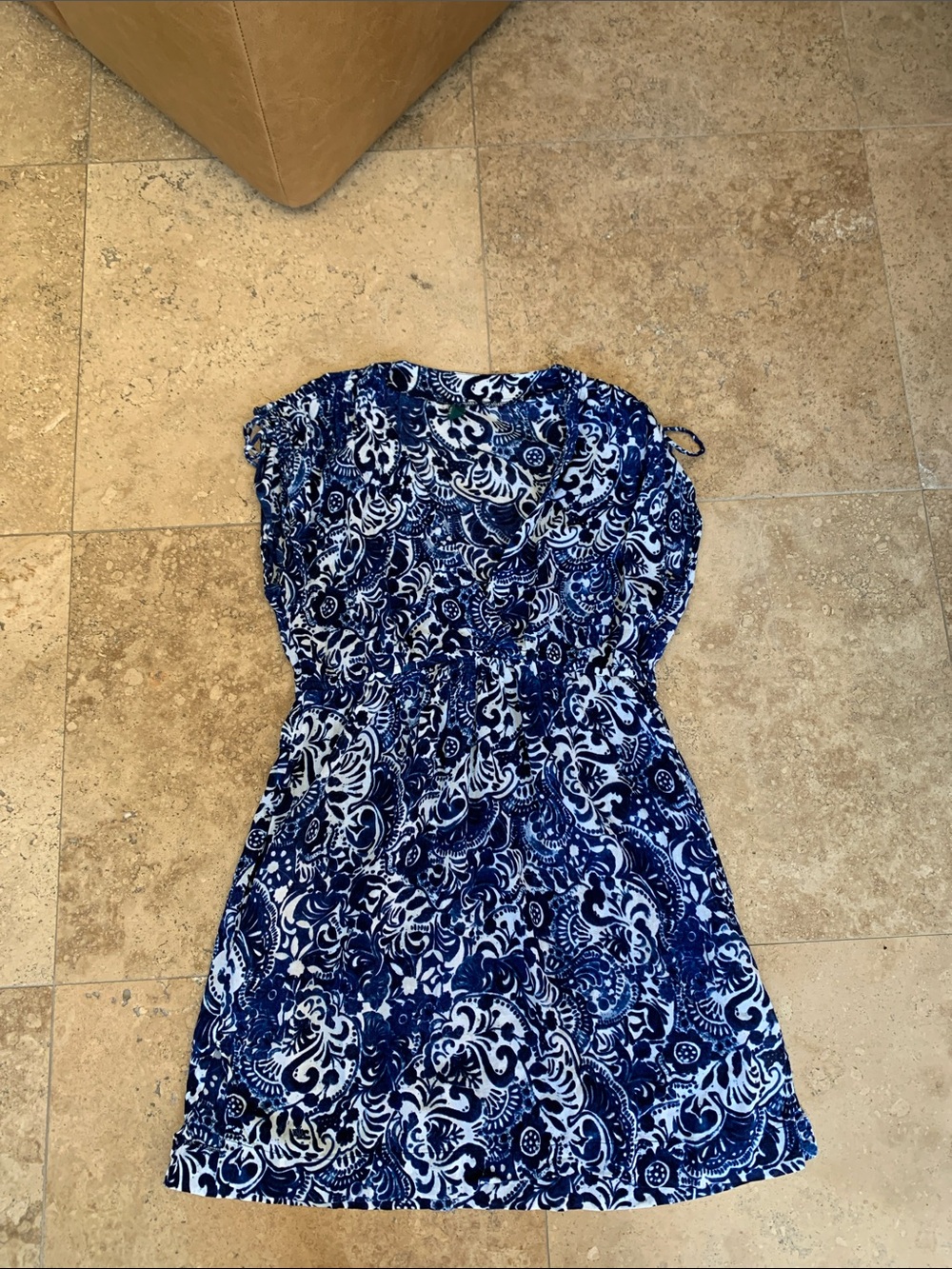 Lauren Ralph Lauren Blue and White Paisley Print Mini Dress